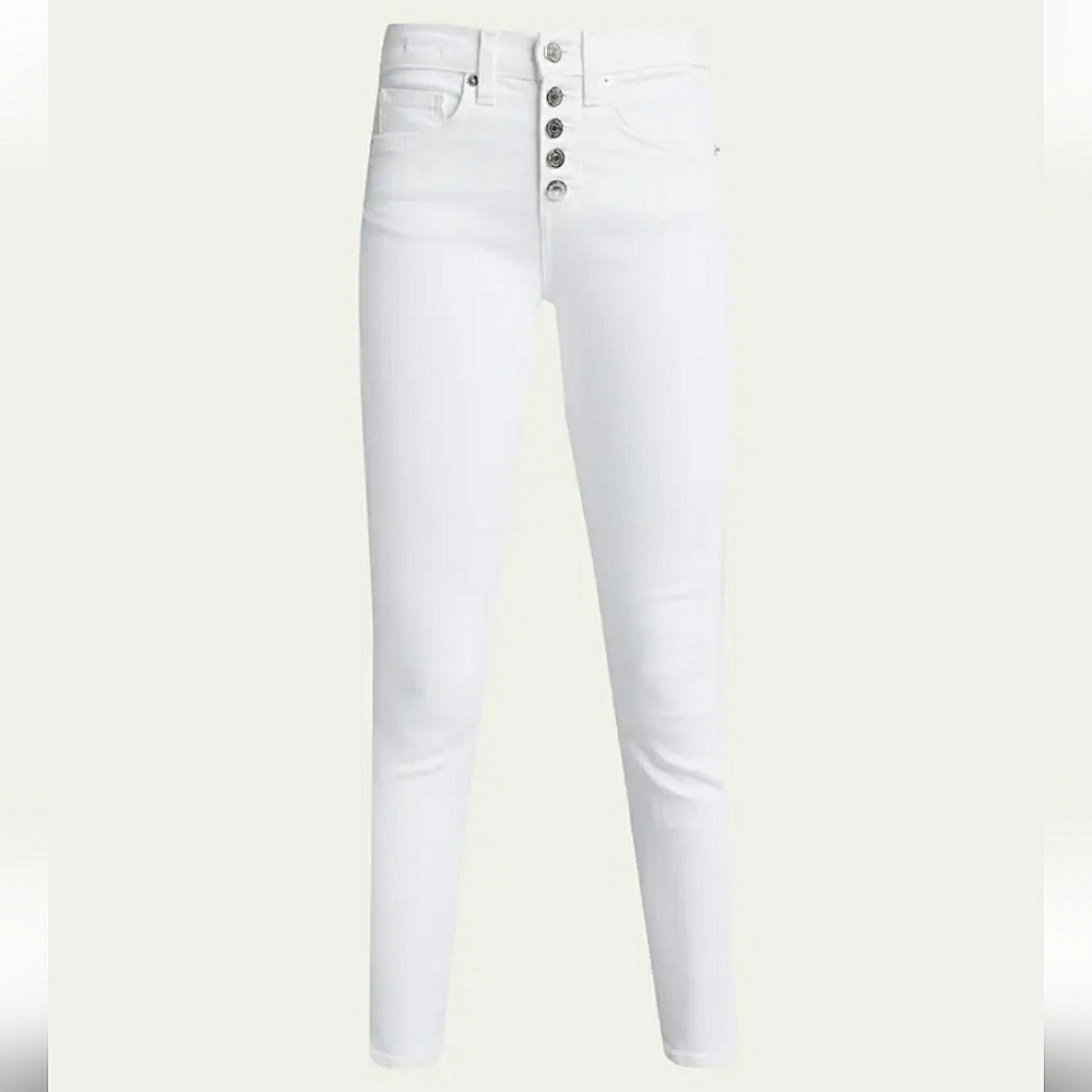 Veronica Beard Debbie High-Rise Skinny Jeans, White - Picture 5 of 15
